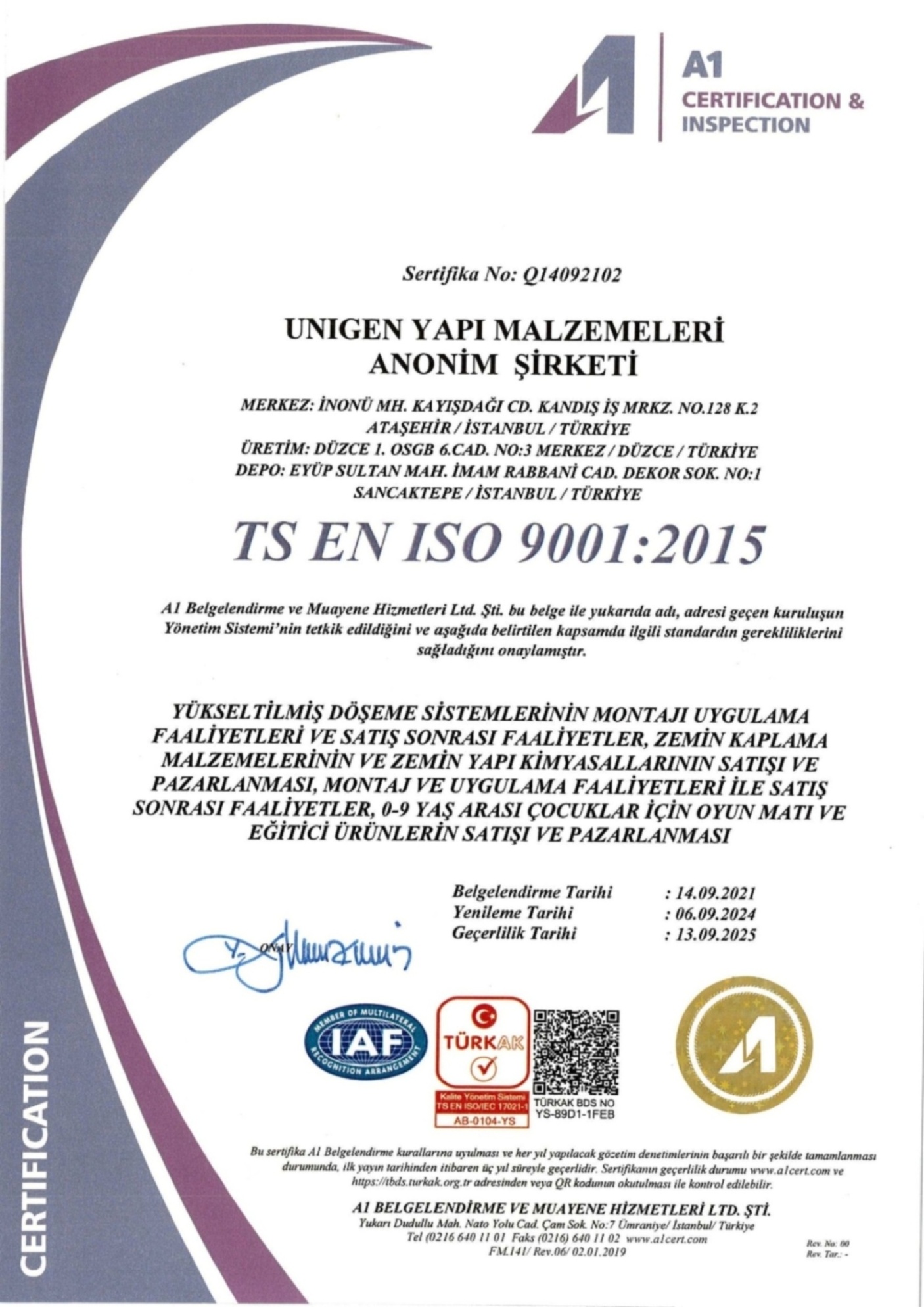 Kalite Belgesi 5